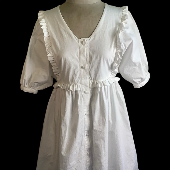 English Factory White Babydoll Dress Ruffled Edge Castlecore Rococo Revival - Picture 2 of 7